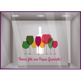 Sticker Bonne fête aux papas gourmets vitrophanie commerce vitrine calicot adhésif autocollant magasin boutique papa