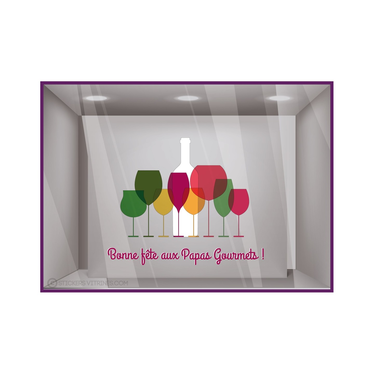 Sticker Bonne fête aux papas gourmets vitrophanie commerce vitrine calicot adhésif autocollant magasin boutique papa