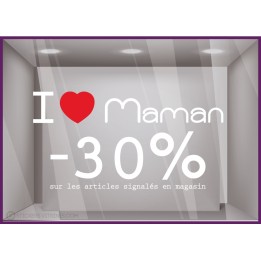 Sticker Promo fête des mères DEVANTURE COMMERCE VITRES VITRINES CALICOT ADHESIF 