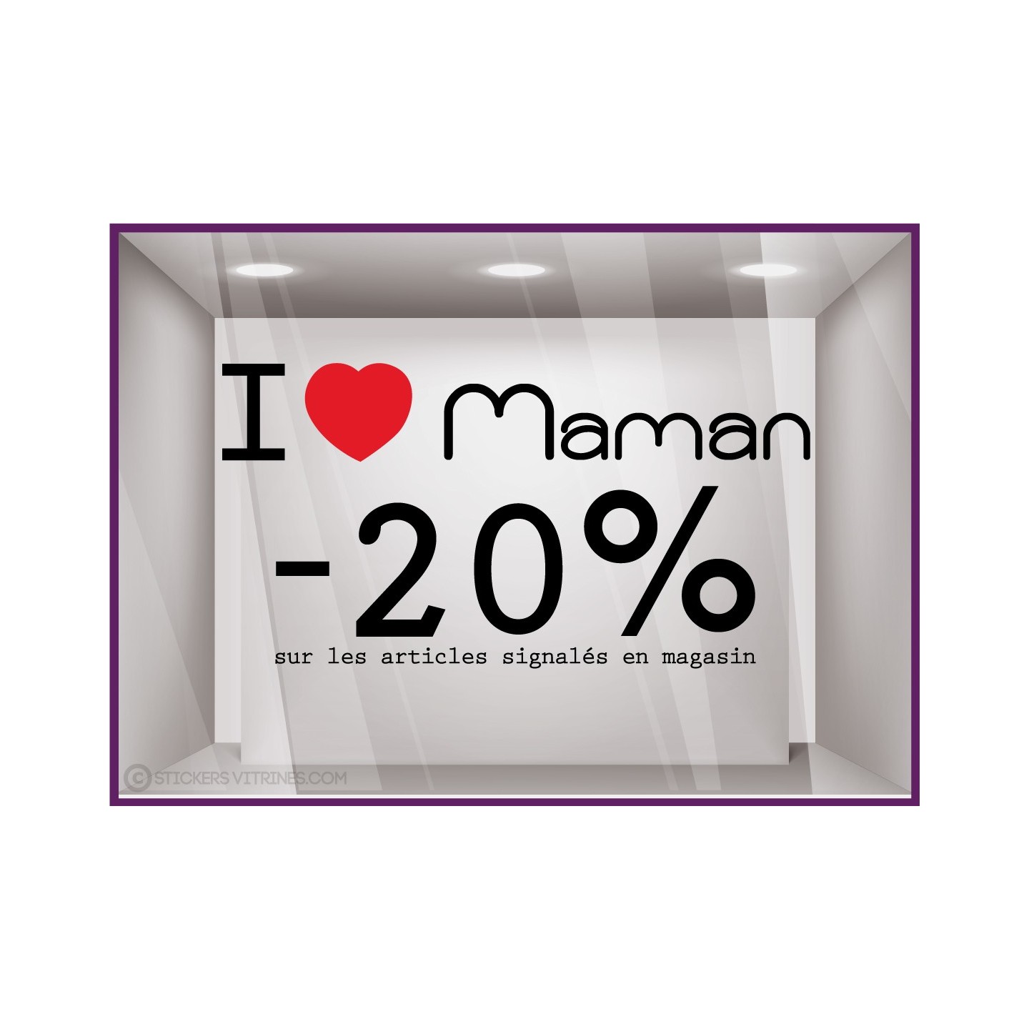 Sticker Promo fête des mères DEVANTURE COMMERCE VITRES VITRINES CALICOT ADHESIF 