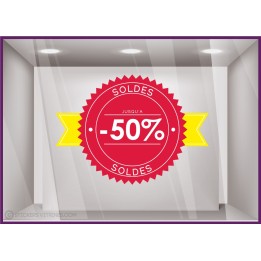 Sticker Calicot Badge Soldes pour commerce professionnel
