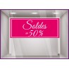Sticker Soldes bandeau calicot vitrines magasin vitrophanie 50% fournisseur