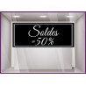 Sticker Soldes bandeau calicot vitrines magasin vitrophanie 50% fournisseur