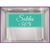Sticker Soldes bandeau calicot vitrines magasin vitrophanie 50% fournisseur