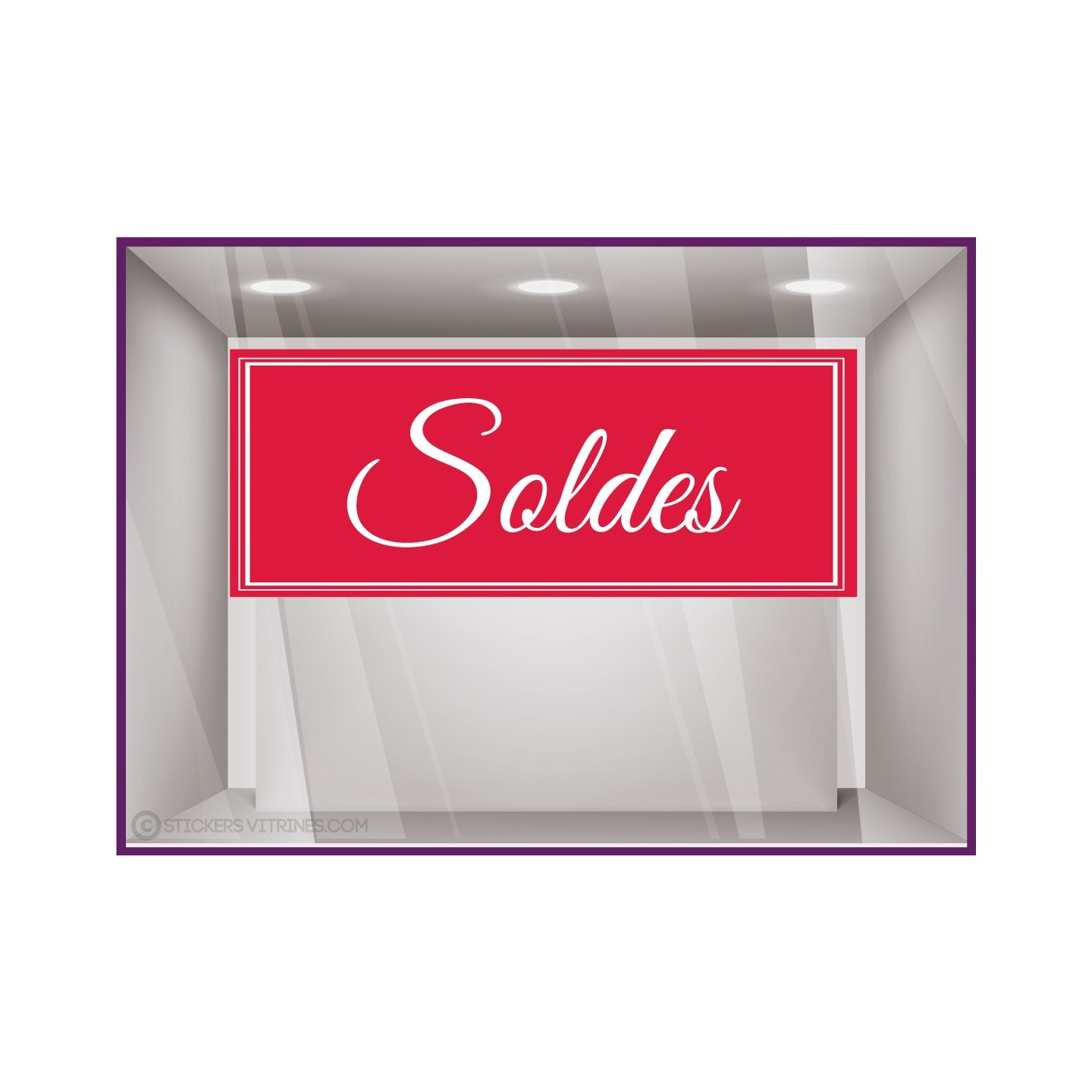 Sticker Soldes bandeau calicot vitrines magasin vitrophanie 50% fournisseur