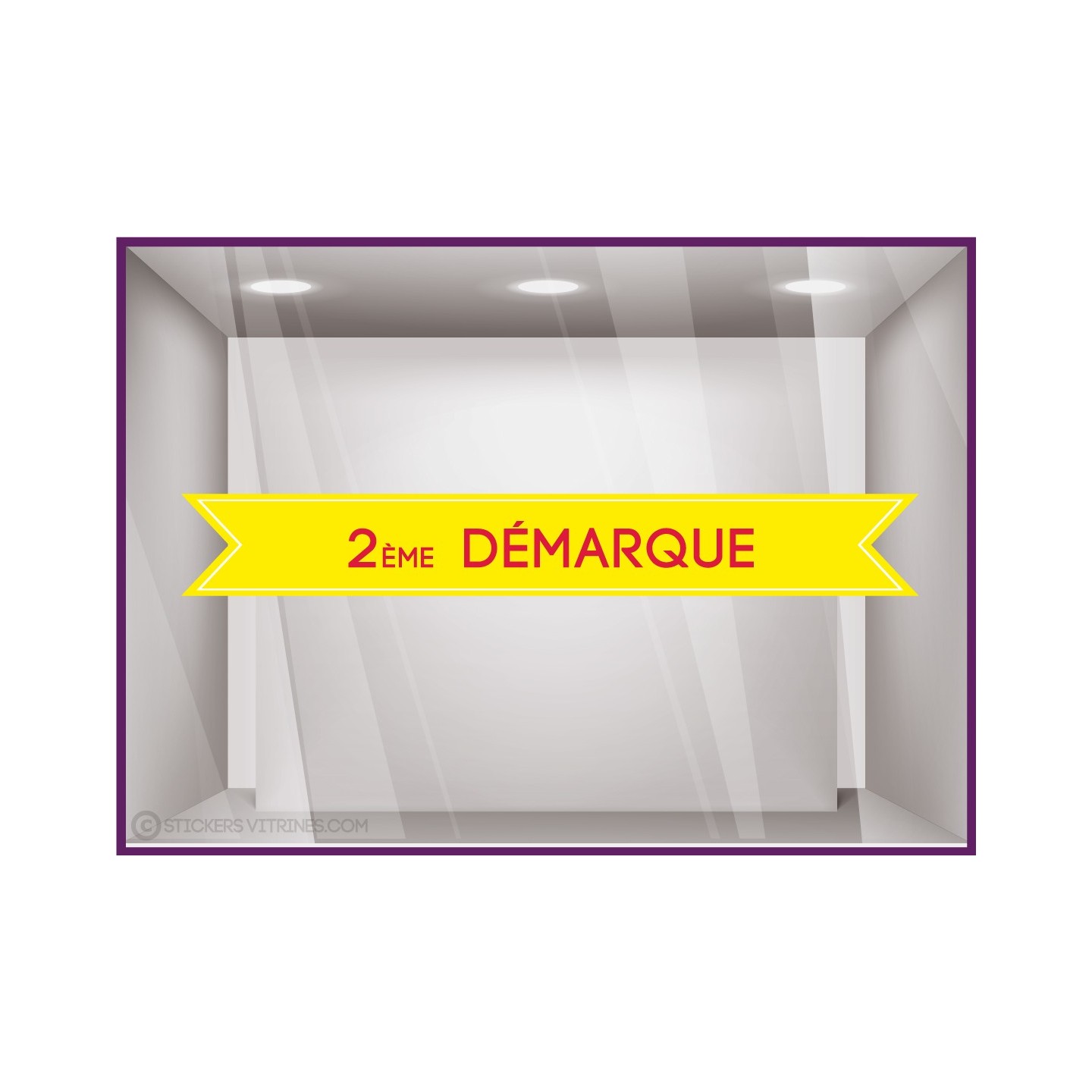 Sticker bandeau 2ème démarque adhésif autocollant vitrophanie devanture magasin boutique enseigne devanture calicot