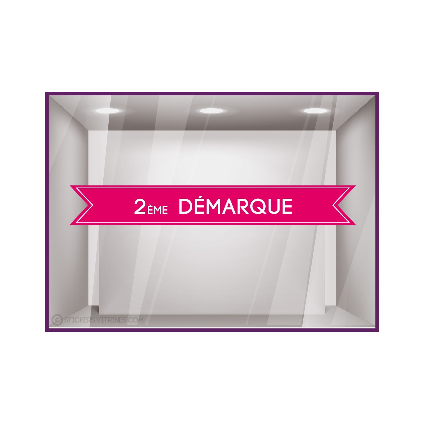 Sticker bandeau 2ème démarque adhésif autocollant vitrophanie devanture magasin boutique enseigne devanture calicot