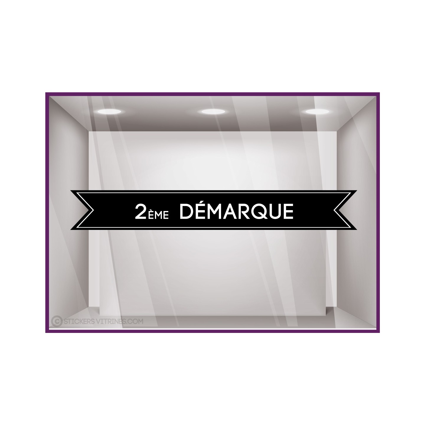 Sticker bandeau 2ème démarque adhésif autocollant vitrophanie devanture magasin boutique enseigne devanture calicot