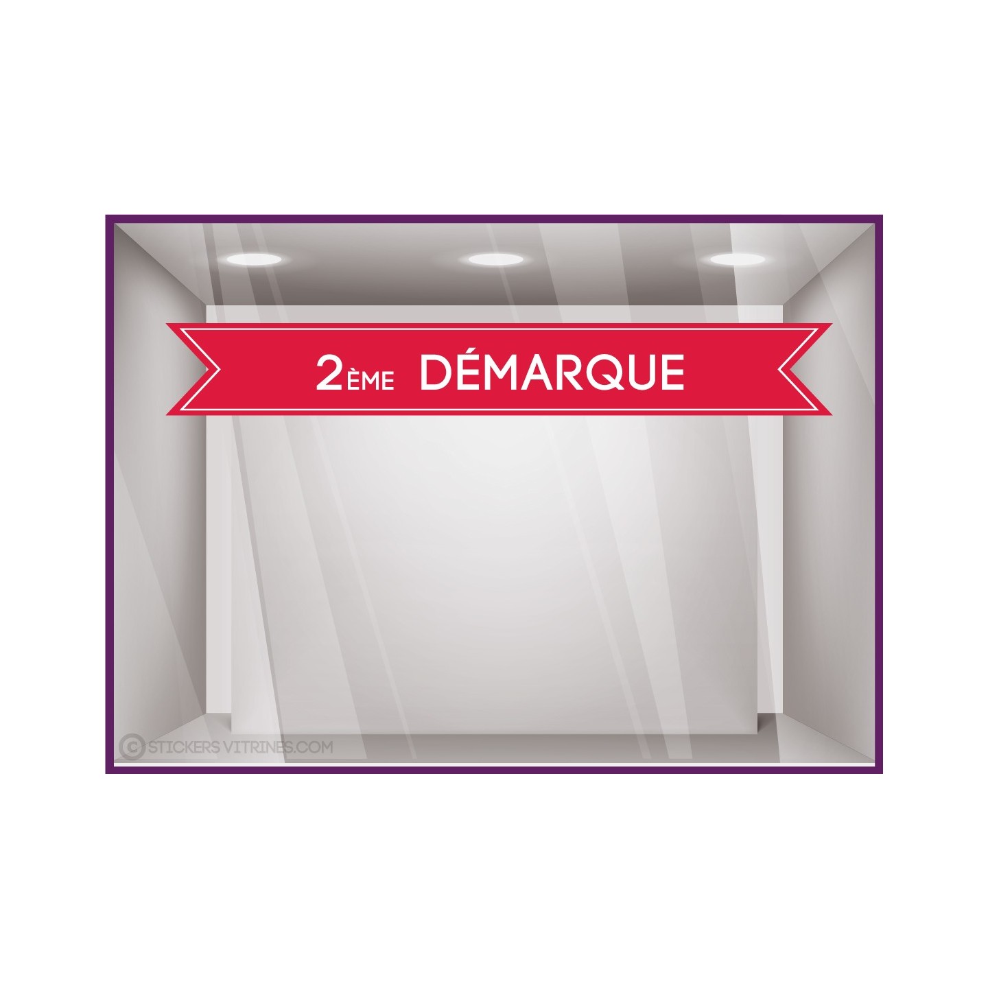 Sticker bandeau 2ème démarque adhésif autocollant vitrophanie devanture magasin boutique enseigne devanture calicot