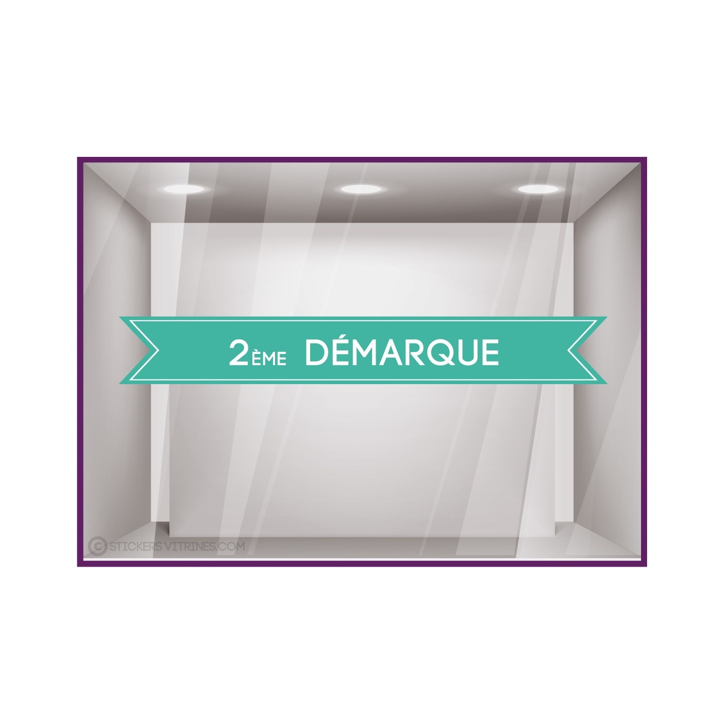 Sticker bandeau 2ème démarque adhésif autocollant vitrophanie devanture magasin boutique enseigne devanture calicot