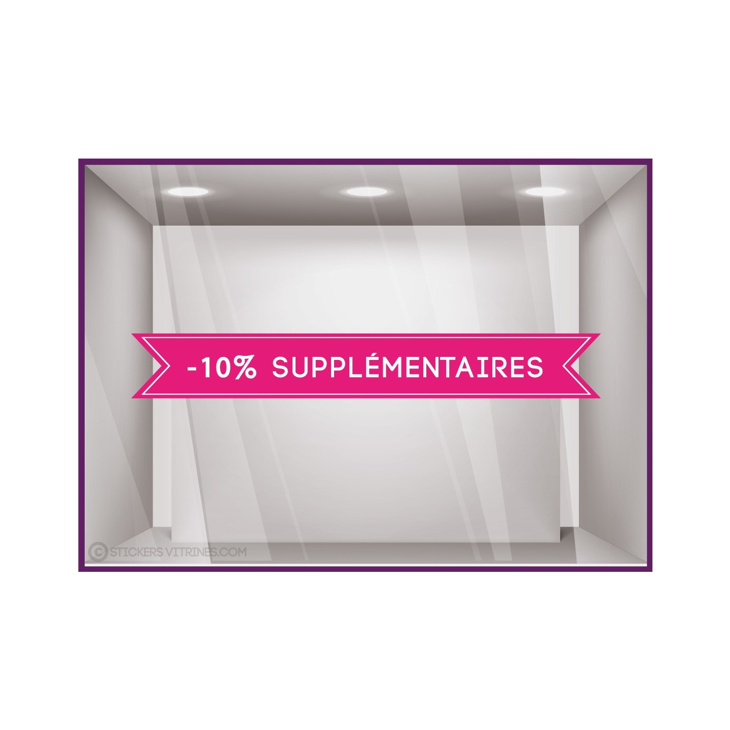 Adhésif Vitrine Bandeau -10% supplémentaire soldes braderie destockage vitrophanie signaletique boutique enseigne devanture