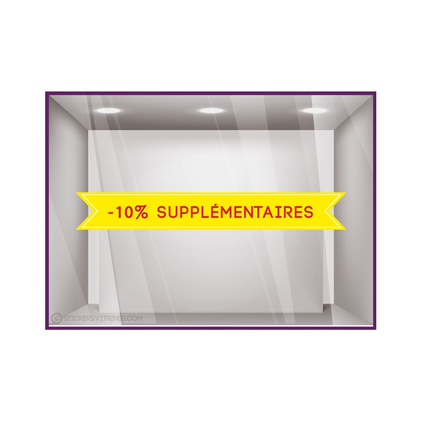 Adhésif Vitrine Bandeau -10% supplémentaire soldes braderie destockage vitrophanie signaletique boutique enseigne devanture