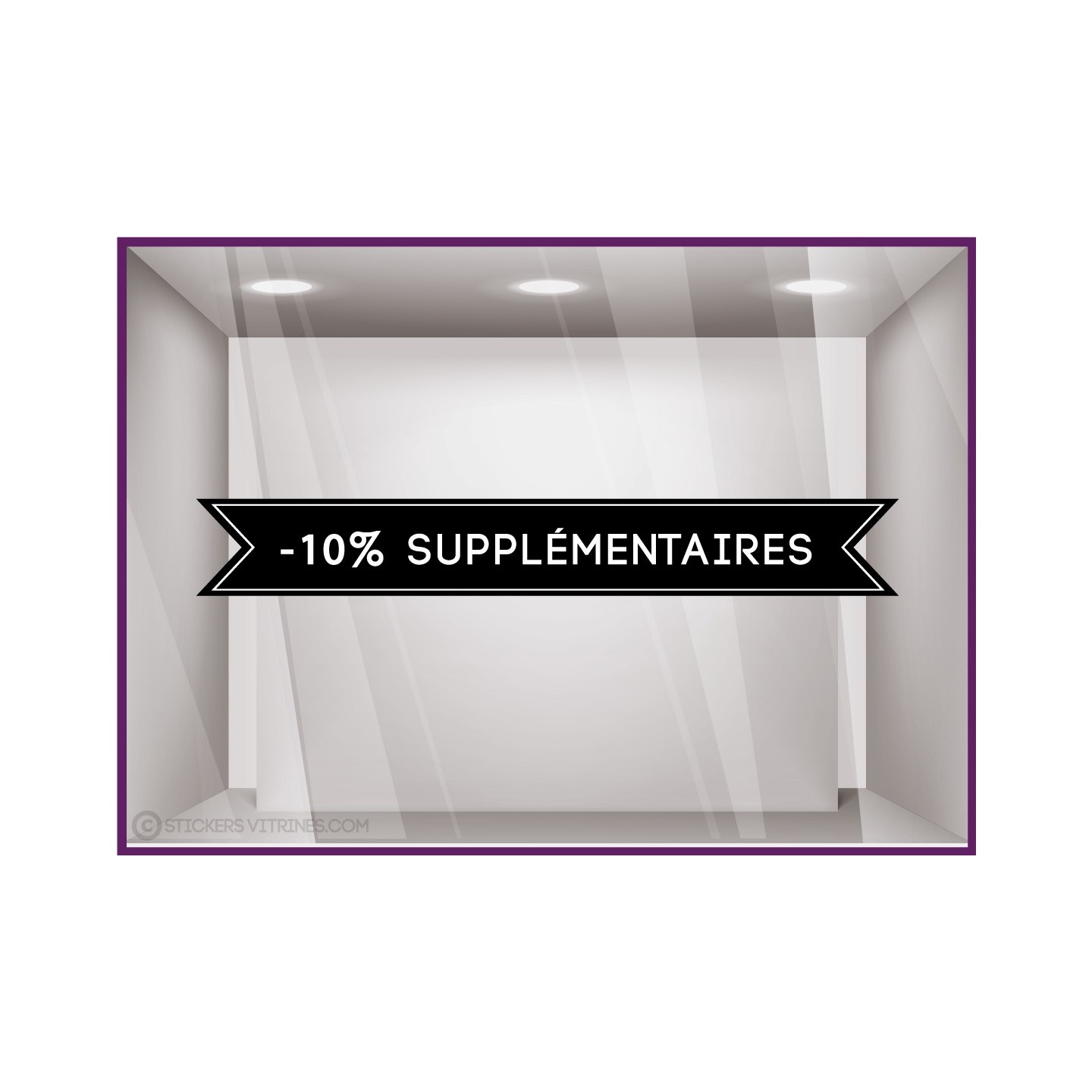 Adhésif Vitrine Bandeau -10% supplémentaire soldes braderie destockage vitrophanie signaletique boutique enseigne devanture