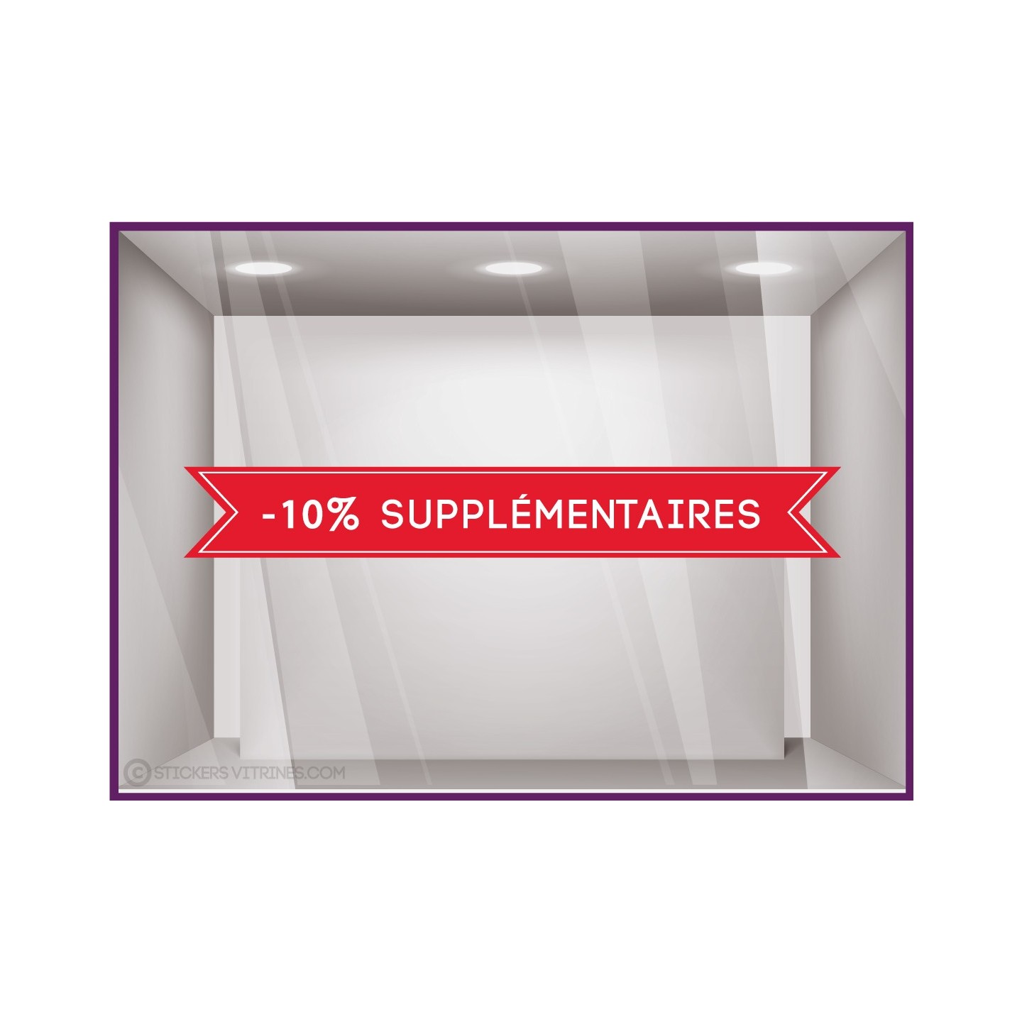 Adhésif Vitrine Bandeau -10% supplémentaire soldes braderie destockage vitrophanie signaletique boutique enseigne devanture