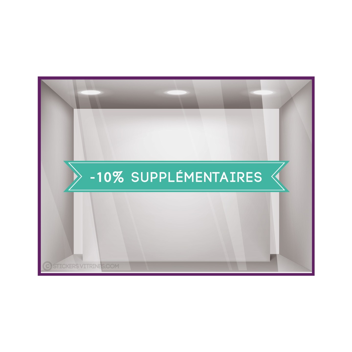 Adhésif Vitrine Bandeau -10% supplémentaire soldes braderie destockage vitrophanie signaletique boutique enseigne devanture