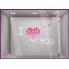 Sticker I Love You saint valentin devanture vitrophanie calicot lettrage adhesif vitrine commerce boutique mode bijouterie