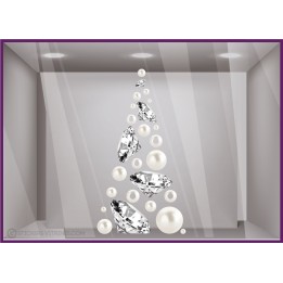 sapin diamants perles stickers vitrines déco noel