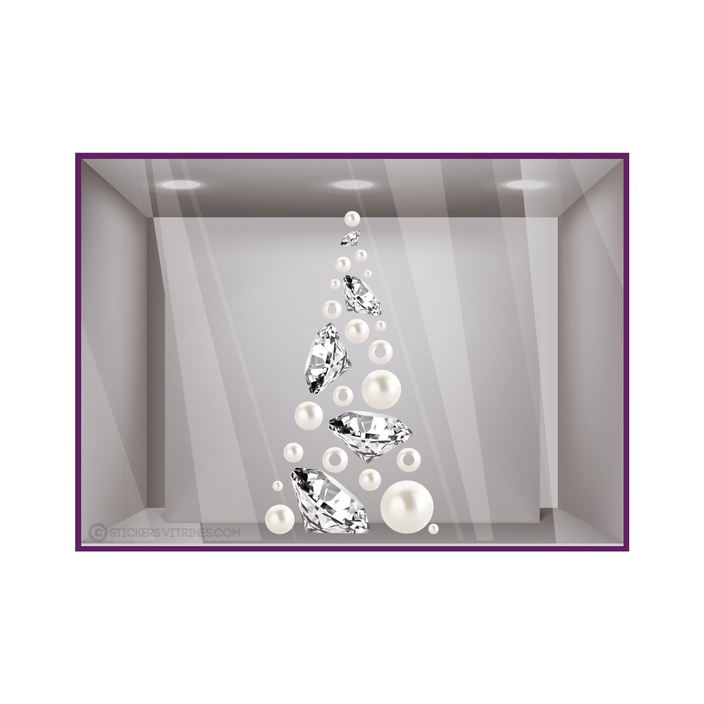 sapin diamants perles stickers vitrines déco noel