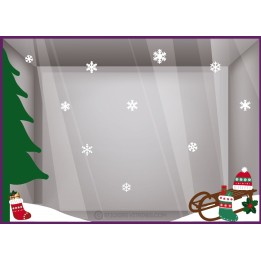 Kit de Stickers Luge Sapin Noel Déco Vitrine Vitrophanie