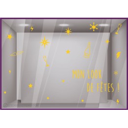 Kit De Stickers Mon Look De Fête pour vitrine de Noël