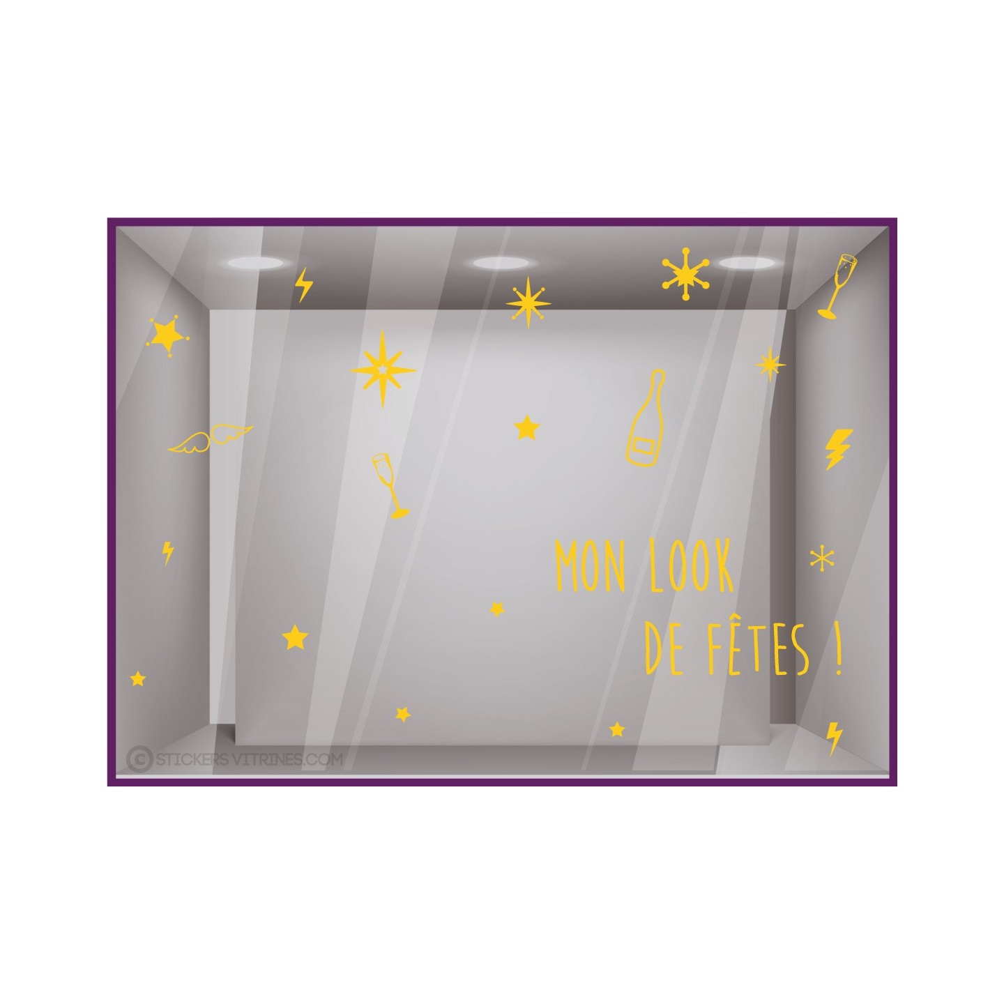 Kit De Stickers Mon Look De Fête pour vitrine de Noël