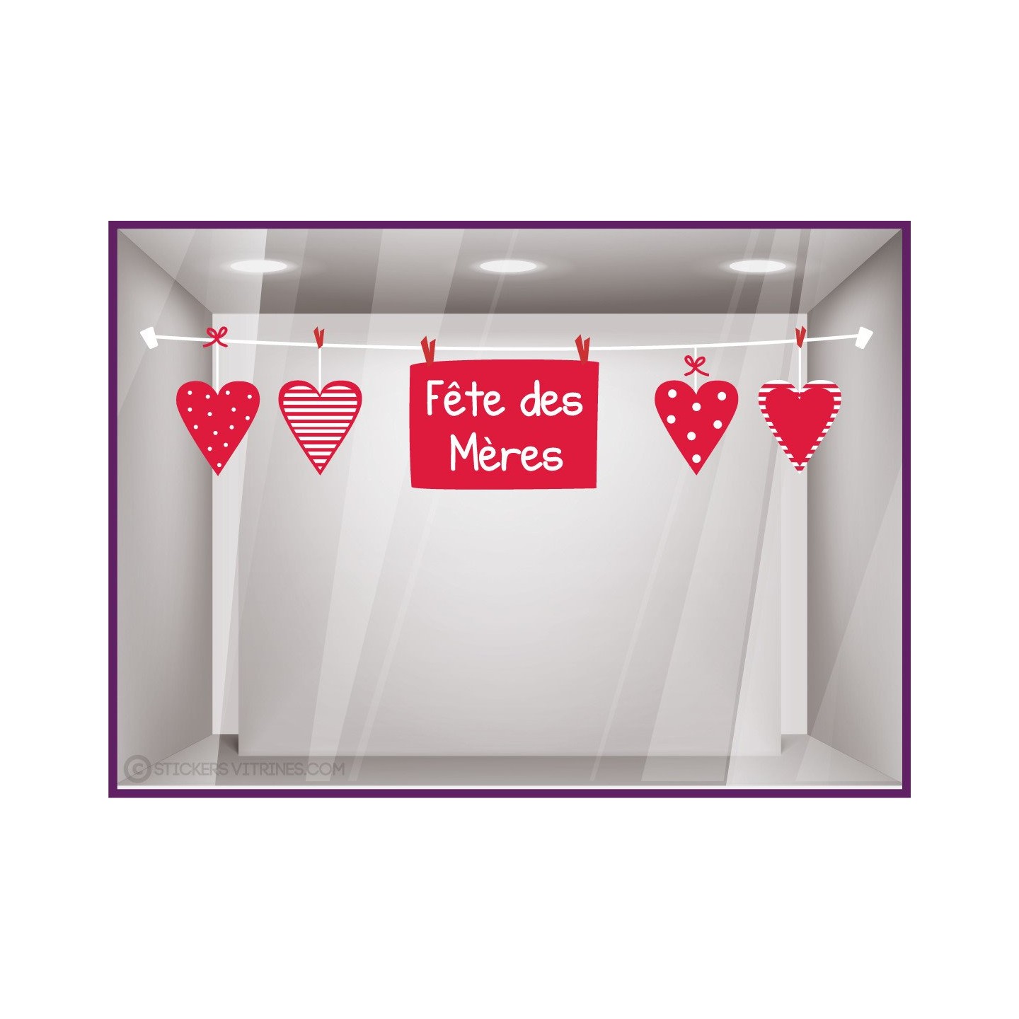 Autocollant pour boutique Sticker Frise Coeurs Fête des Mères bijouterie idée déco mode 