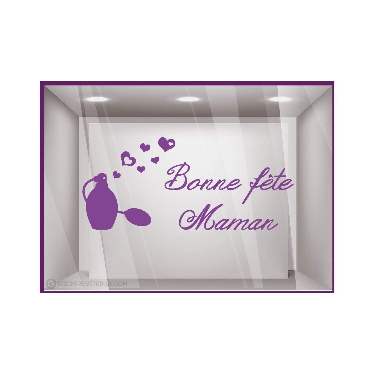 Calicot pour vitre Sticker Parfum Bonne Fete Maman Mere Lettrage parfumerie institut de beaute