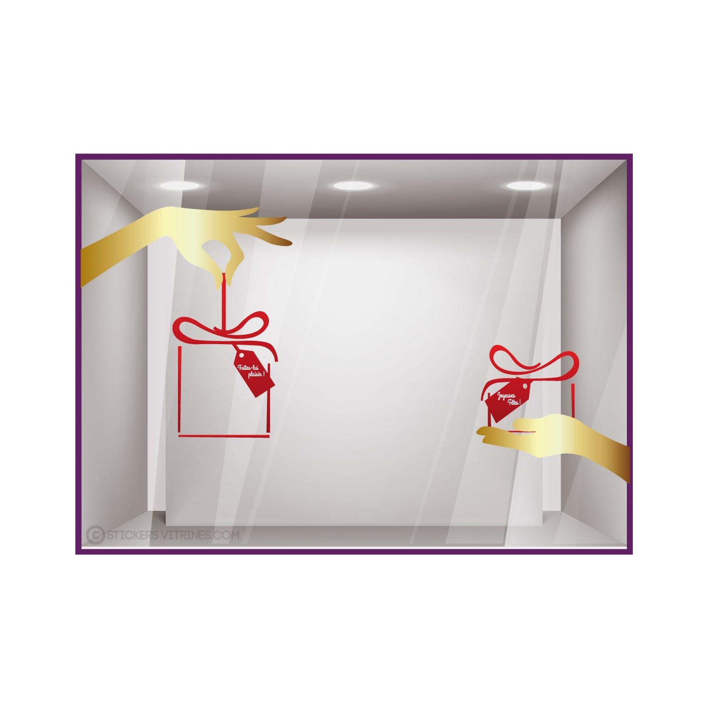 Kit De Stickers Mains Cadeaux autocollants vitrines noël