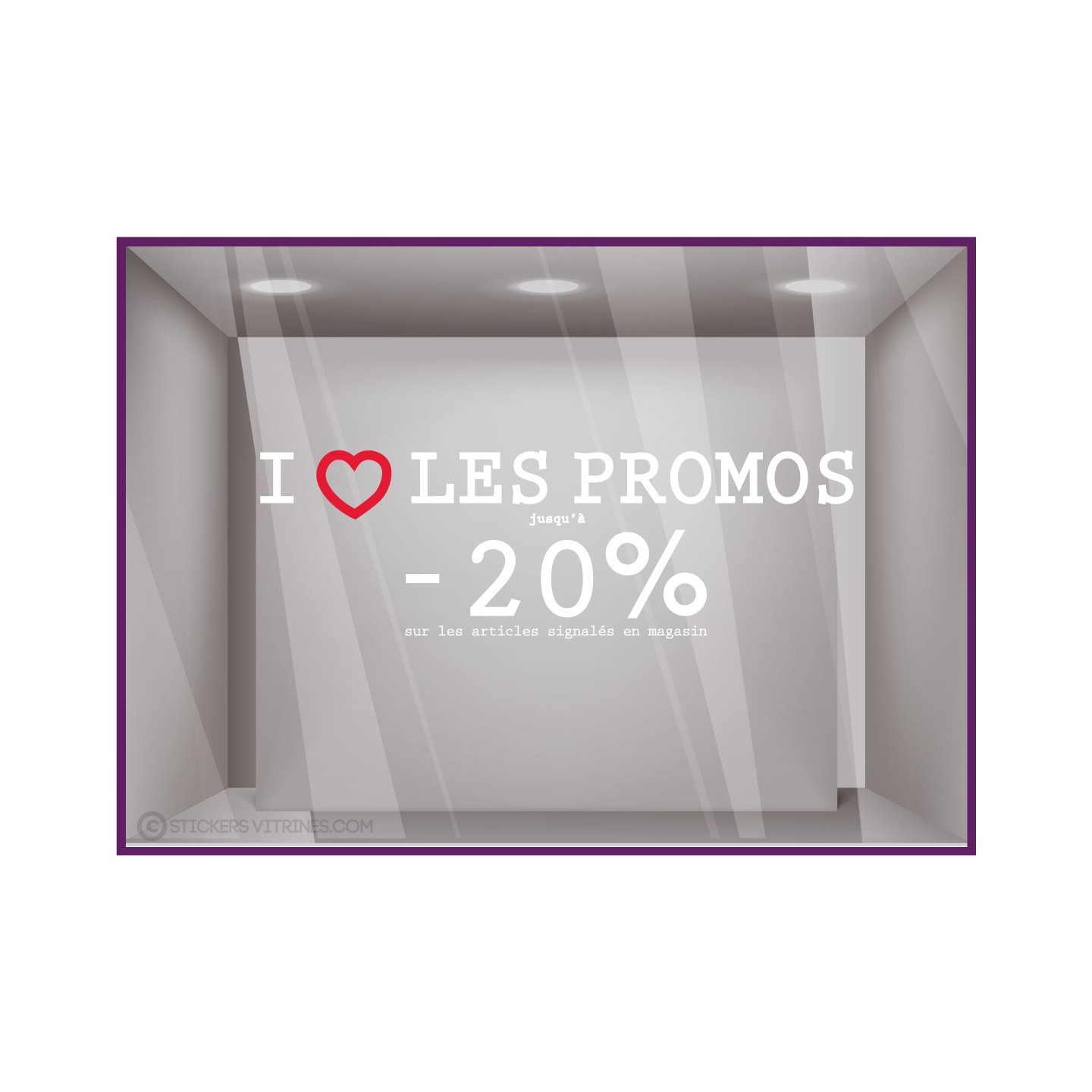 Sticker I Love les Promos été vitrophanie signalétique braderie destockage liquidation soldes vitrines 