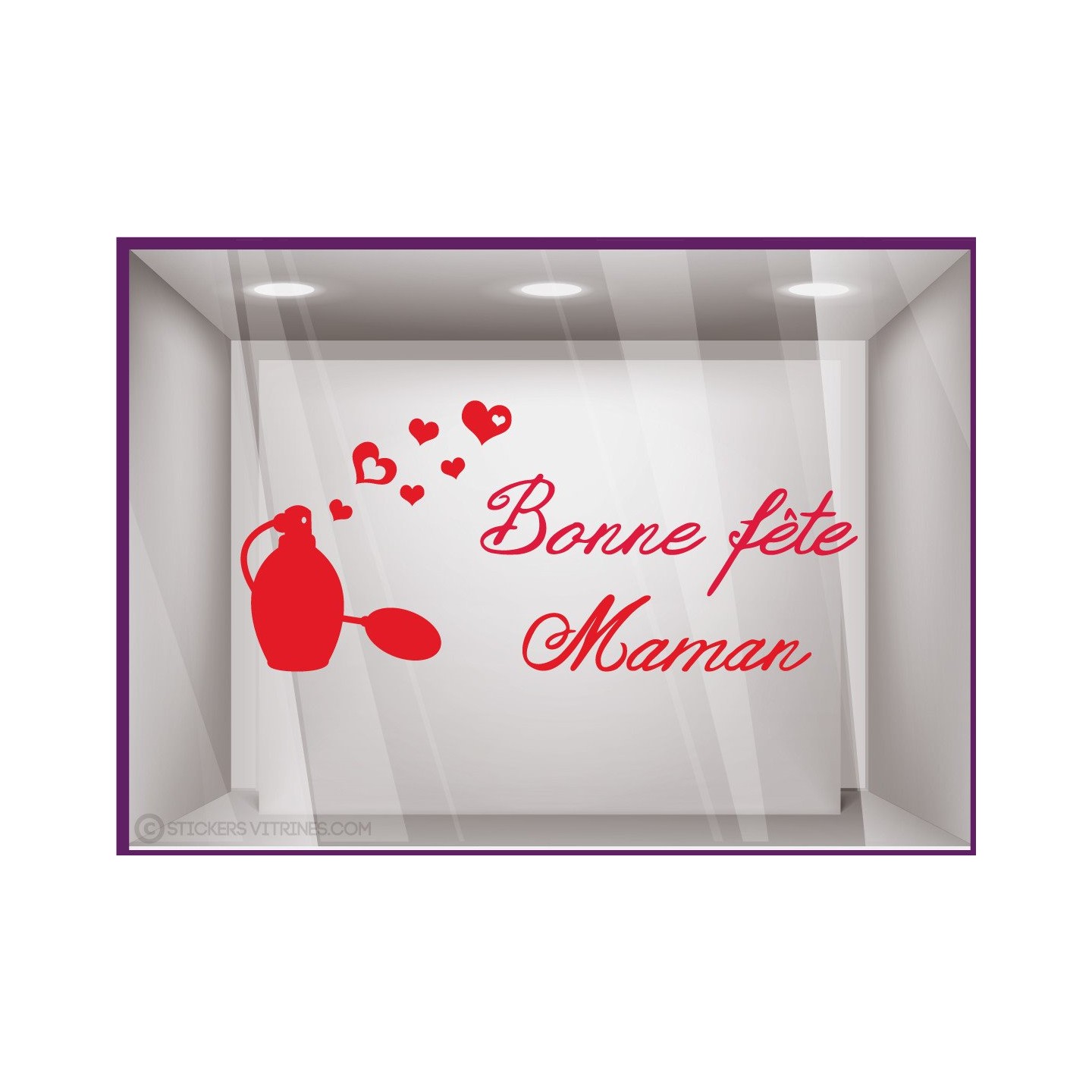 Calicot pour vitre Sticker Parfum Bonne Fete Maman Mere Lettrage parfumerie institut de beaute