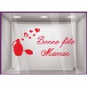 Calicot pour vitre Sticker Parfum Bonne Fete Maman Mere Lettrage parfumerie institut de beaute