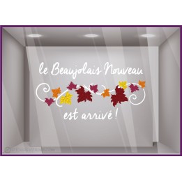 Sticker Texte Beaujolais Nouveau VITROPHANIE CAVISTE DECORATION CALICOT EPICERIE