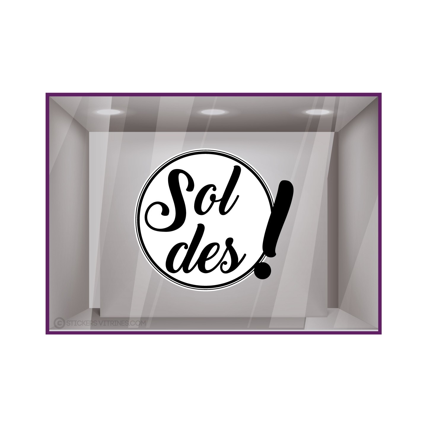 Sticker-Soldes-Rond-point d exclamation-vitrine-devanture-promotion-boutique-liquidation