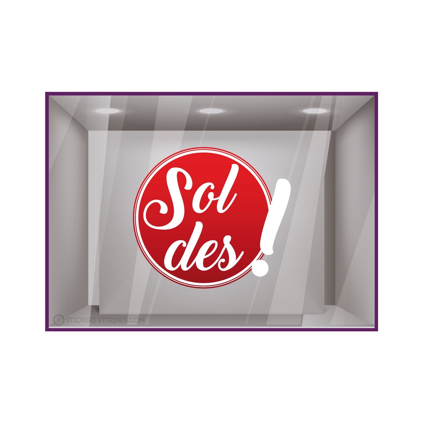 Sticker-Soldes-Rond-point d exclamation-vitrine-devanture-promotion-boutique-liquidation