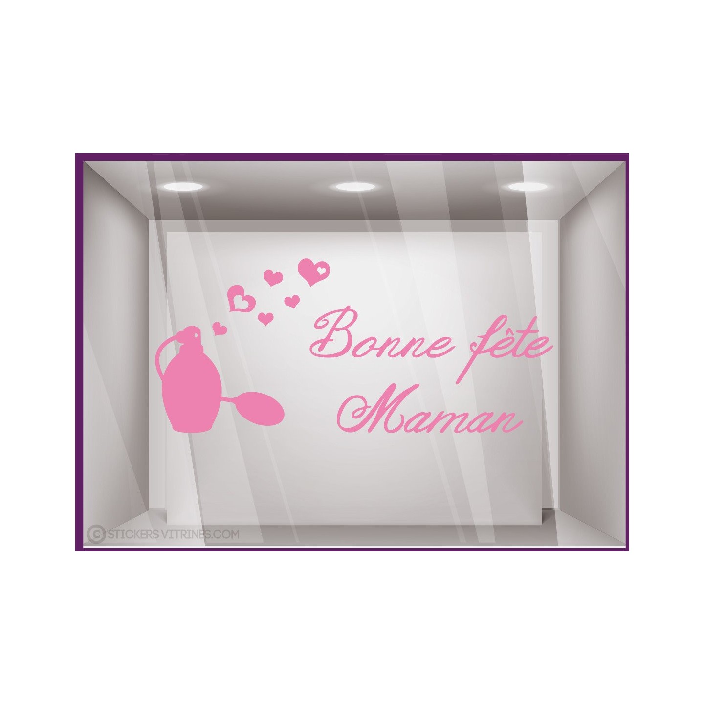 Calicot pour vitre Sticker Parfum Bonne Fete Maman Mere Lettrage parfumerie institut de beaute
