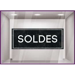 Sticker Soldes Bandeau Marbre vitrine magasin devanture calicot mode bijouterie maroquinerie commerce destockage braderie vitre