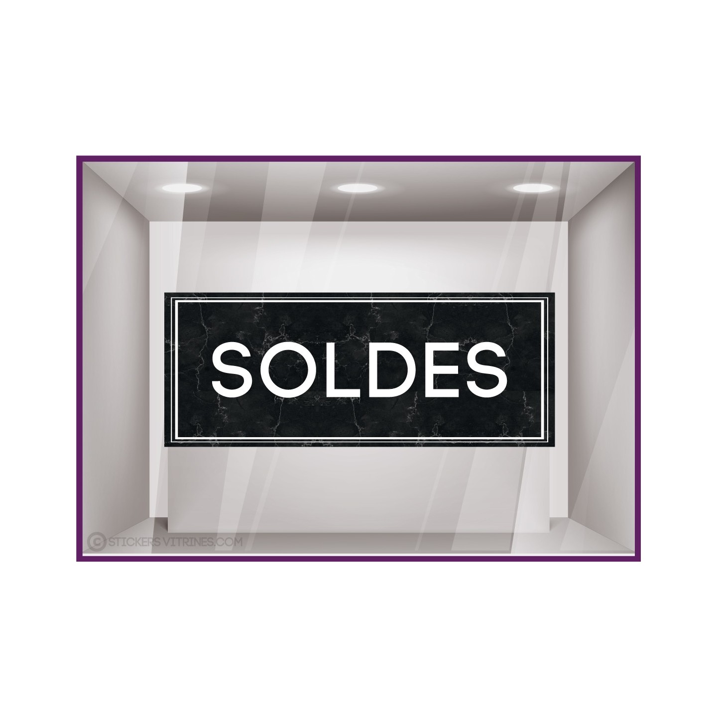 Sticker Soldes Bandeau Marbre vitrine magasin devanture calicot mode bijouterie maroquinerie commerce destockage braderie vitre