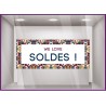 Sticker Soldes Bandeau Motif Floral Vitrophanie Magasin devanture fleuriste mode bijouterie commerce vitrine calicot idee