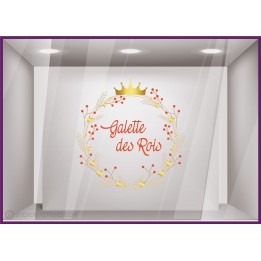 Sticker Couronne Galette des Rois epiphanie vitrophanie enseigne devanture boulangerie patisserie hiver vitrine 