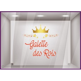 Sticker Texte Galette des Rois epiphanie boulangerie vitrophanie devanture enseigne vitrine patisserie chocolaterie
