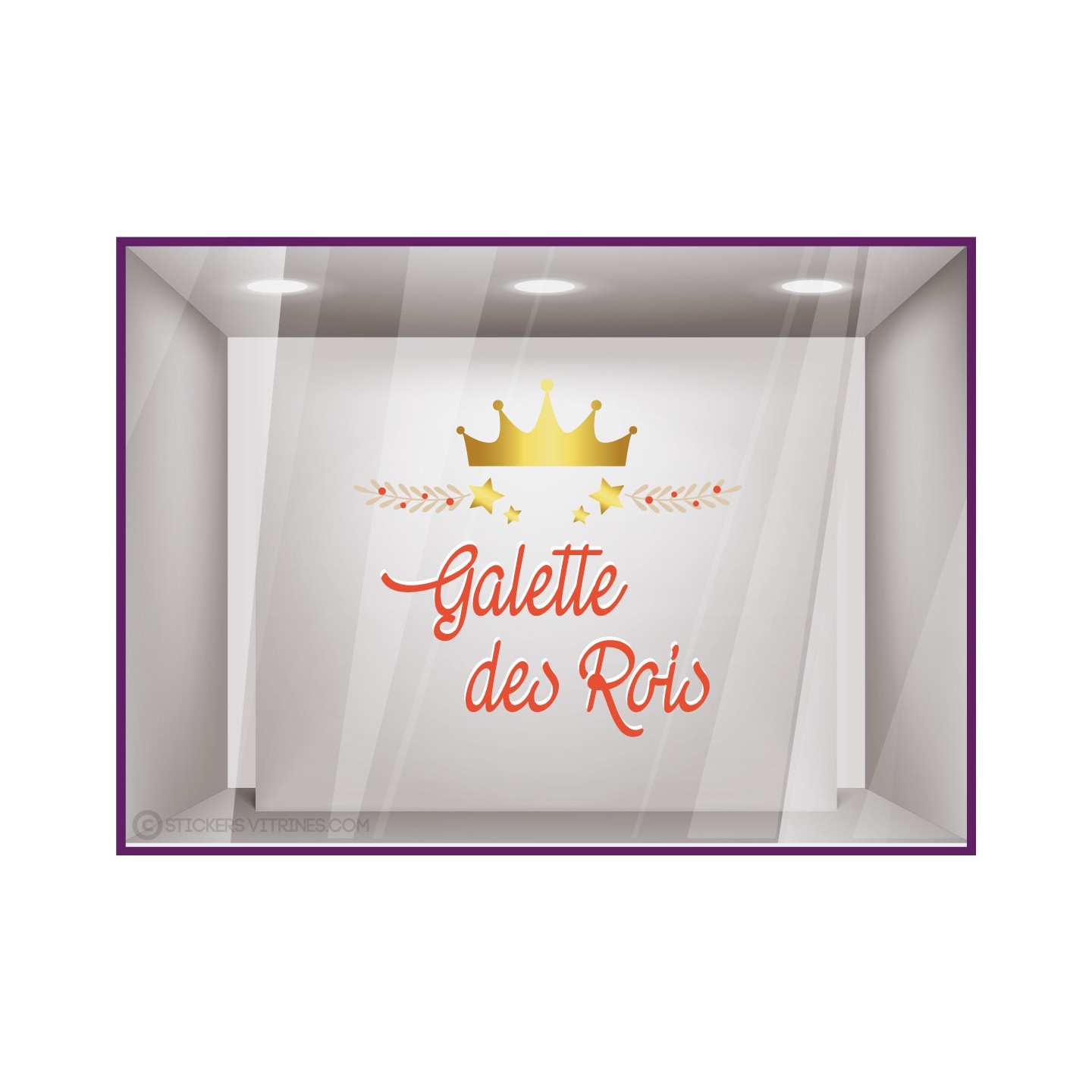 Sticker Texte Galette des Rois epiphanie boulangerie vitrophanie devanture enseigne vitrine patisserie chocolaterie