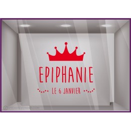 Sticker Epiphanie le 6 janvier vitrophanie epiphanie hiver adhesif  vitrine autocollant boulangerie patisserie