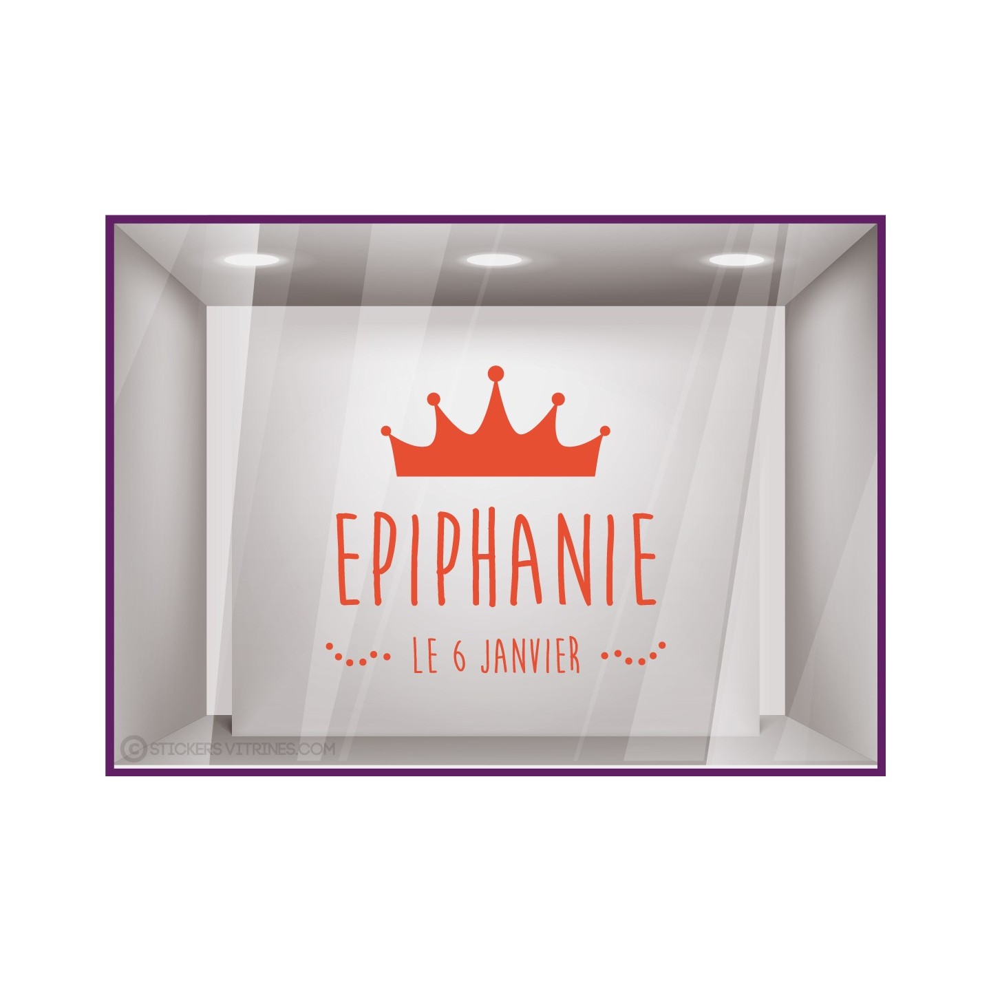 Sticker Epiphanie le 6 janvier vitrophanie epiphanie hiver adhesif  vitrine autocollant boulangerie patisserie