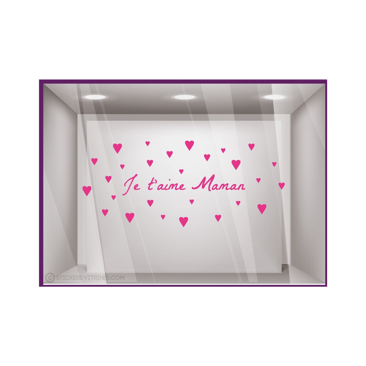 Sticker Je t'aime Maman Petits Coeurs fete des meres mamans calicot lettrage adhesif fleuriste mode parfumerie