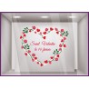 Sticker Couronne Coeur et Fleurs SAINT VALENTIN vitre devanture vitrine fleuriste bijouterie boutique commerce magasin calicot 