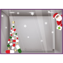 Kit de Stickers Père Noël Santé vitrophanie adhésif autocollant