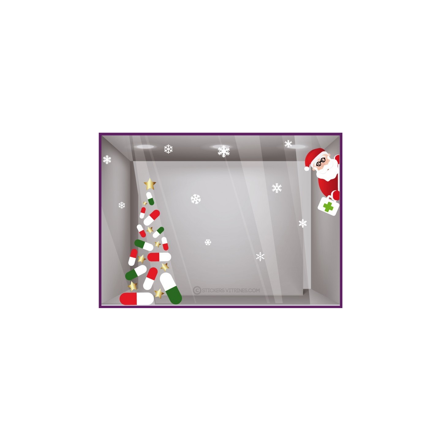 Kit de Stickers Père Noël Santé vitrophanie adhésif autocollant