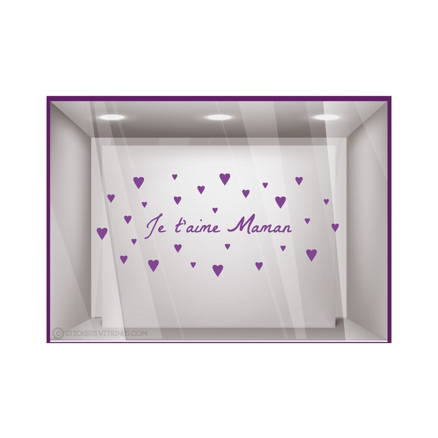 Sticker Je t'aime Maman Petits Coeurs fete des meres mamans calicot lettrage adhesif fleuriste mode parfumerie