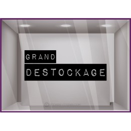 Sticker Grand Destockage vitrophanie enseigne vitrine boutique braderie soldes