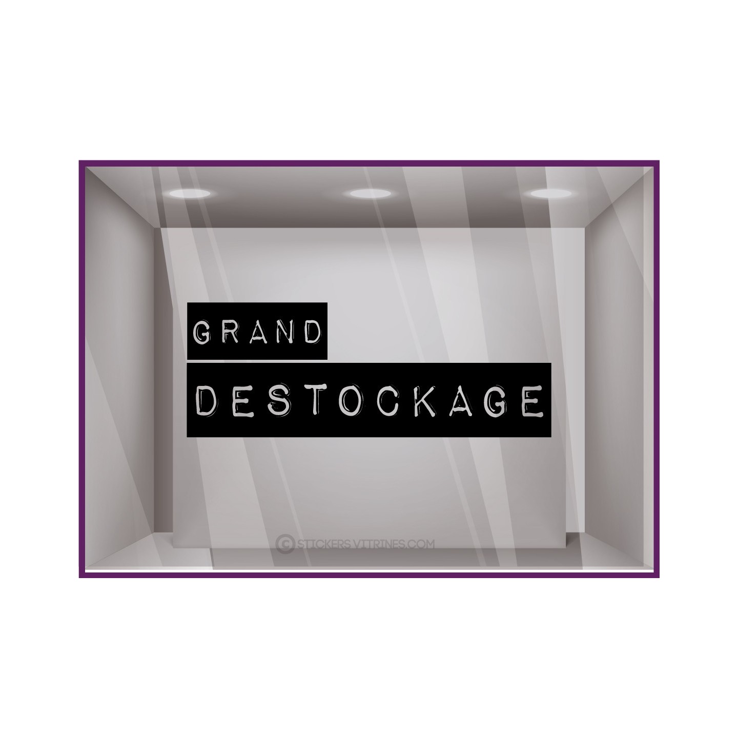 Sticker Grand Destockage vitrophanie enseigne vitrine boutique braderie soldes